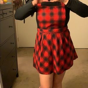 Vans plaid overall skater skirt